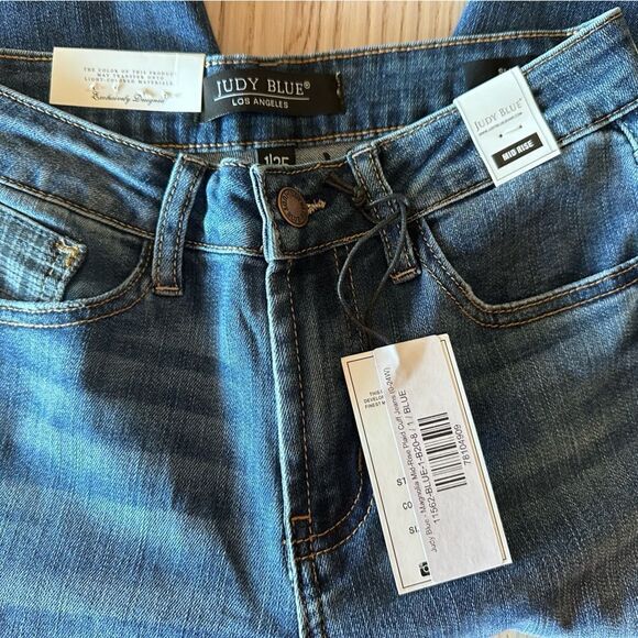 Judy Blue Plaid Cuff Midrise Slim fit boyfriend Jeans - Size 1/25 NWT - Picture 5 of 10